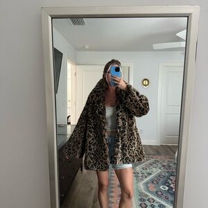 H&M Brown Leopard Teddy Jacket